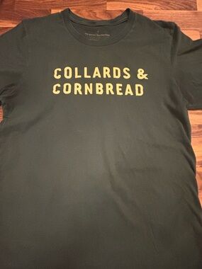 Collards & Cornbread Graphic Tee in Dark Green with Yellow Text